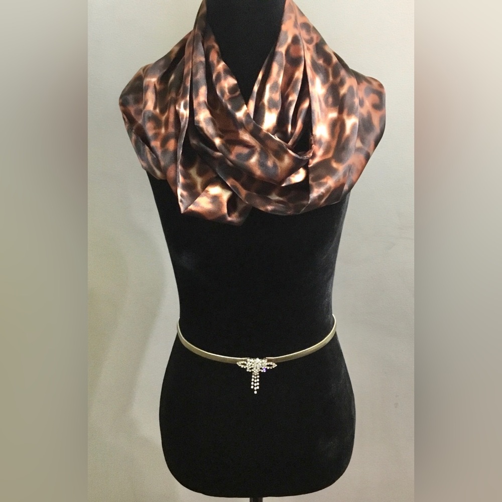 Vintage snake chain stretch belt with rhinestones